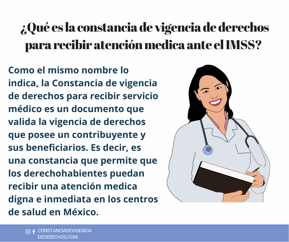 constancia de vigencia de derechos para recibir atención medica ante el IMSS